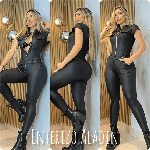 ENTERIZO EFECTO CUERO